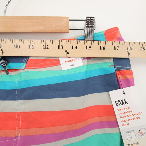 SAXX Swim Trunks Multicolor Striped Board Shorts Betawave Quick Dry Size 34 NWT - Picture 6 of 15